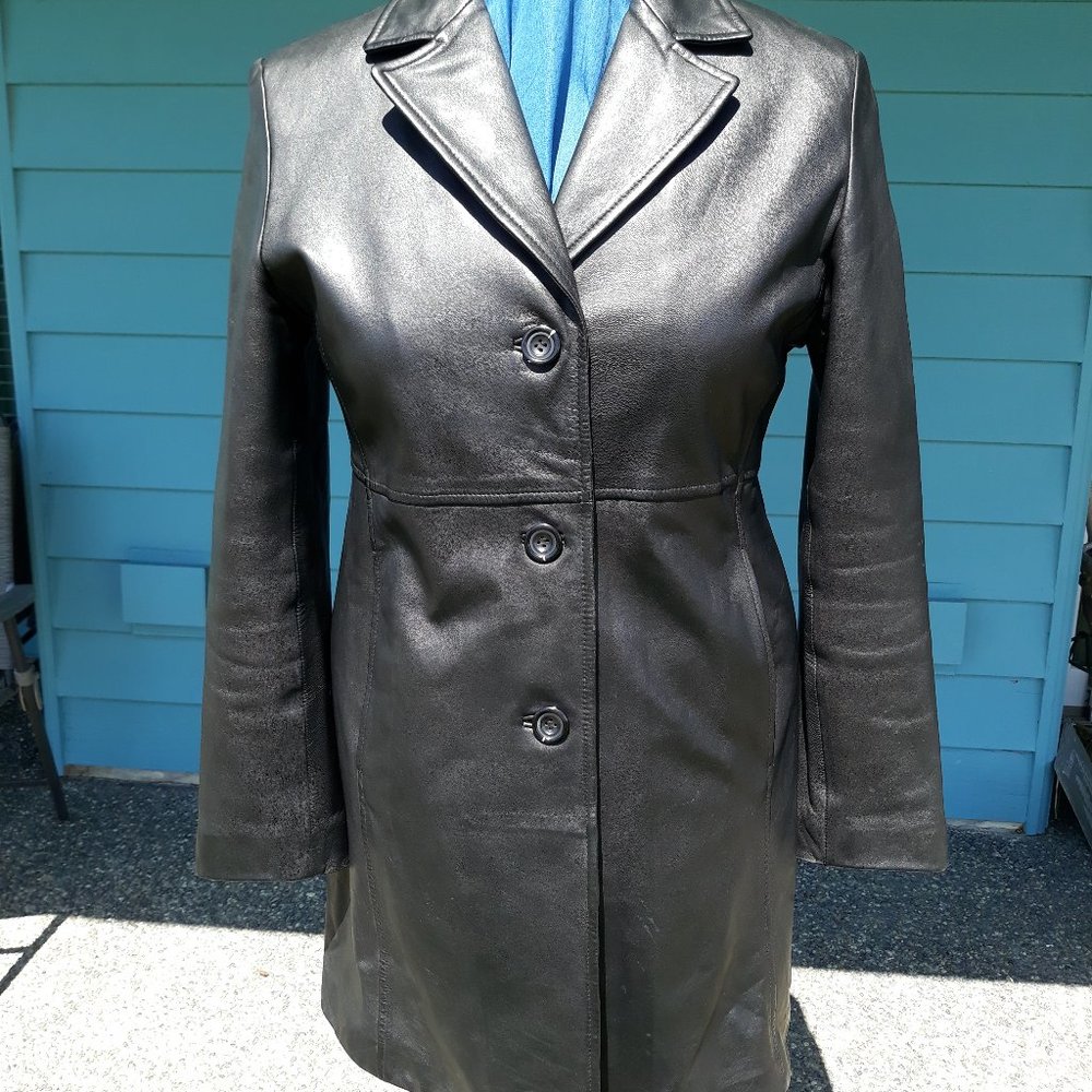 Winlit Women's Leather Trench Coat